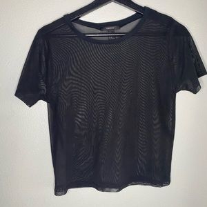 BLACK MESH SHORT SLEEVE TOP